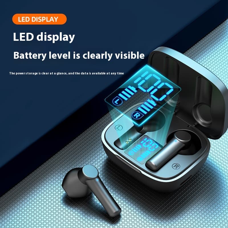 Rəqəmsal LED Ekranlı Simsiz İdman Qulaqlığı - Suya Davamlı Bluetooth 5.0 Sensorlu Qulaqlıq